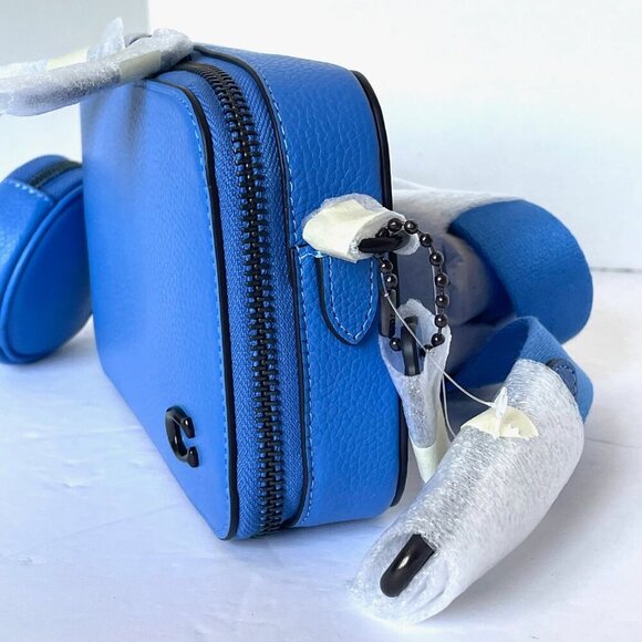 Coach Charter Slim Crossbody Messenger Bag CC070 Blueberry Pebbled Leather Pouch - Picture 5 of 9